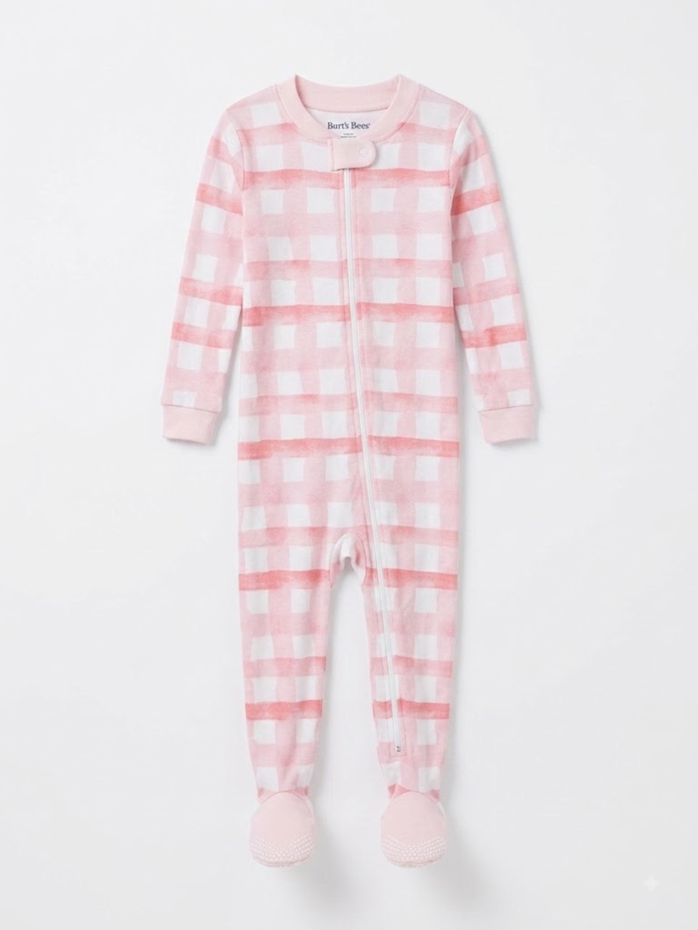 Burt's Bees Baby Pink Gingham Footed One-Piece Pajamas